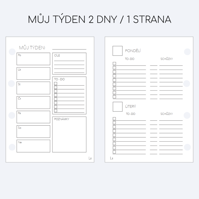 Náhradní listy - 2 dny / 1 strana - CZ - Množství: 15 týdnů