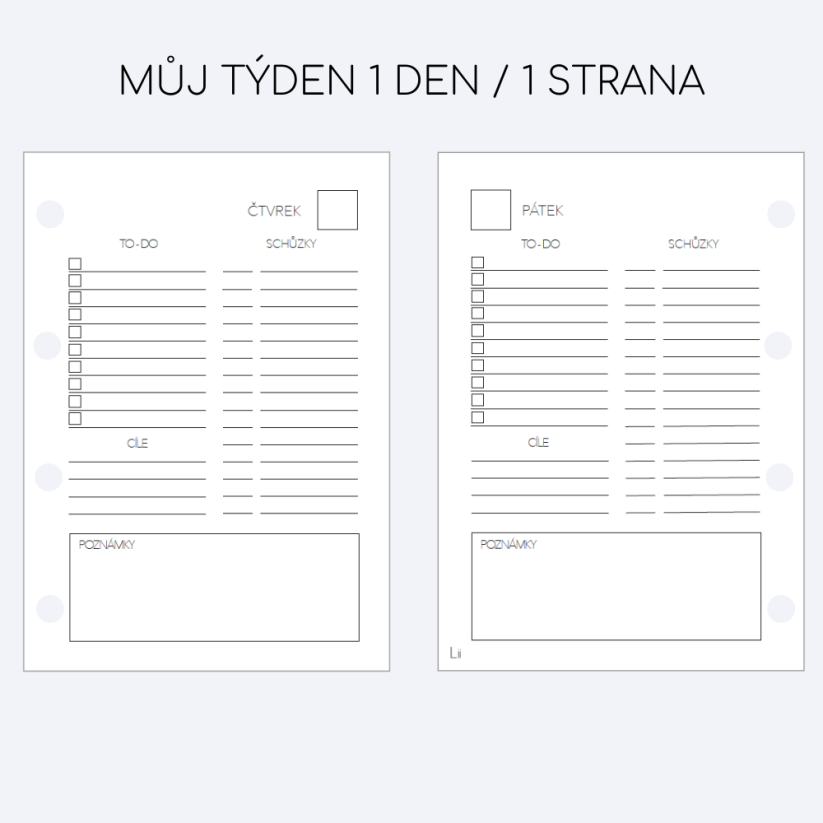 Náhradní listy - 1 den / 1 strana - CZ